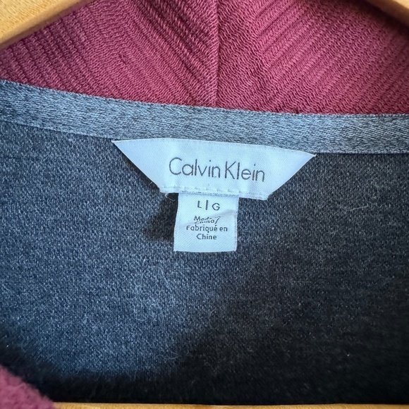 Calvin Klein Men's Burgundy Shawl Collar‎ Long Sleeve Sweatshirt Size Large - Picture 3 of 16
